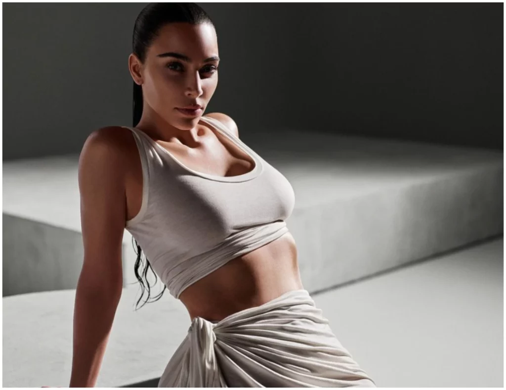 Kim Kardashian attempts to look au naturel during a campaign shoot for Skkn