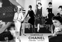 Image of Coco Chanel in her fashion collection