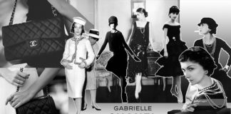 Image of Coco Chanel in her fashion collection