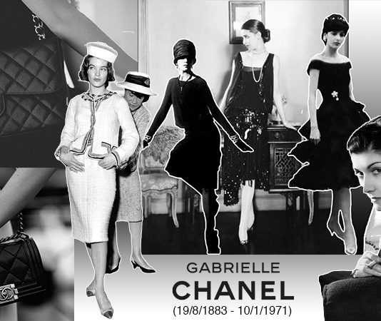 Image of Coco Chanel in her fashion collection