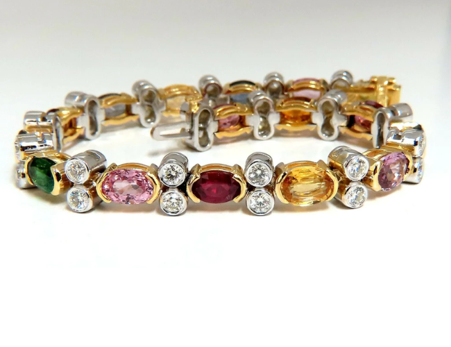 Natural Spinel, Ruby, Sapphire, Green Garnet diamonds bracelet